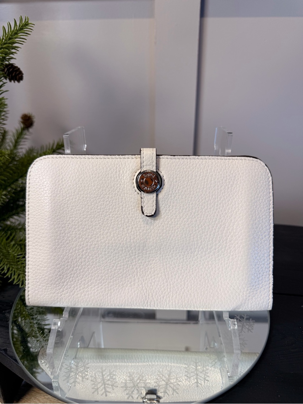 Dogon Duo Combined Wallet White Real Leather Zip-Around Wallet 7.75”